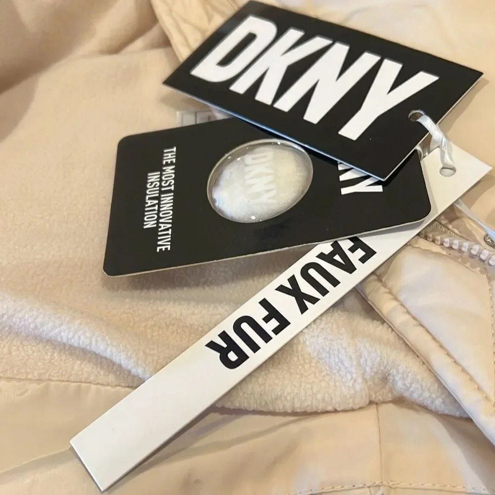 DKNY Girl’s Ivory Puff Coat Sz.10/12 M NWT Hooded